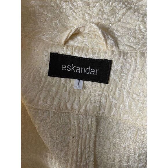 ESKANDAR Silk Blend Open Coat 40" LONG Jacket BURGUNDY Poppy BLACK (1) O/S Fit - Picture 10 of 10